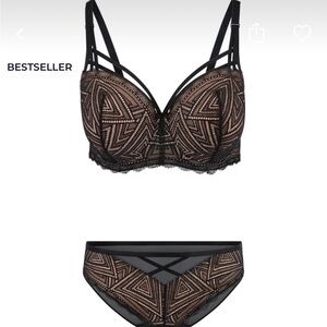 Black and Tan Lace Bra and Panty Set